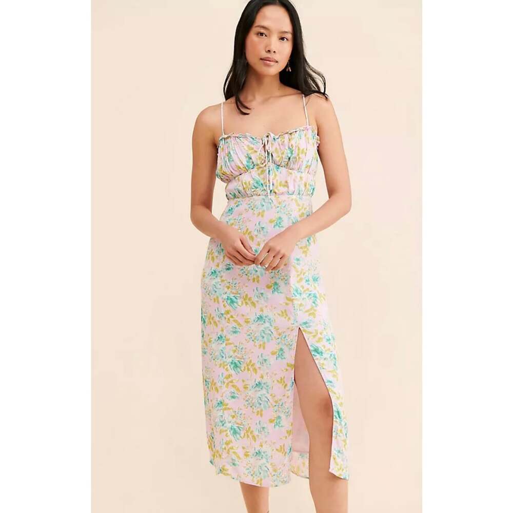 NWOT ASTR The Label Verana Floral Midi Dress Pink Cutout Back Size Small